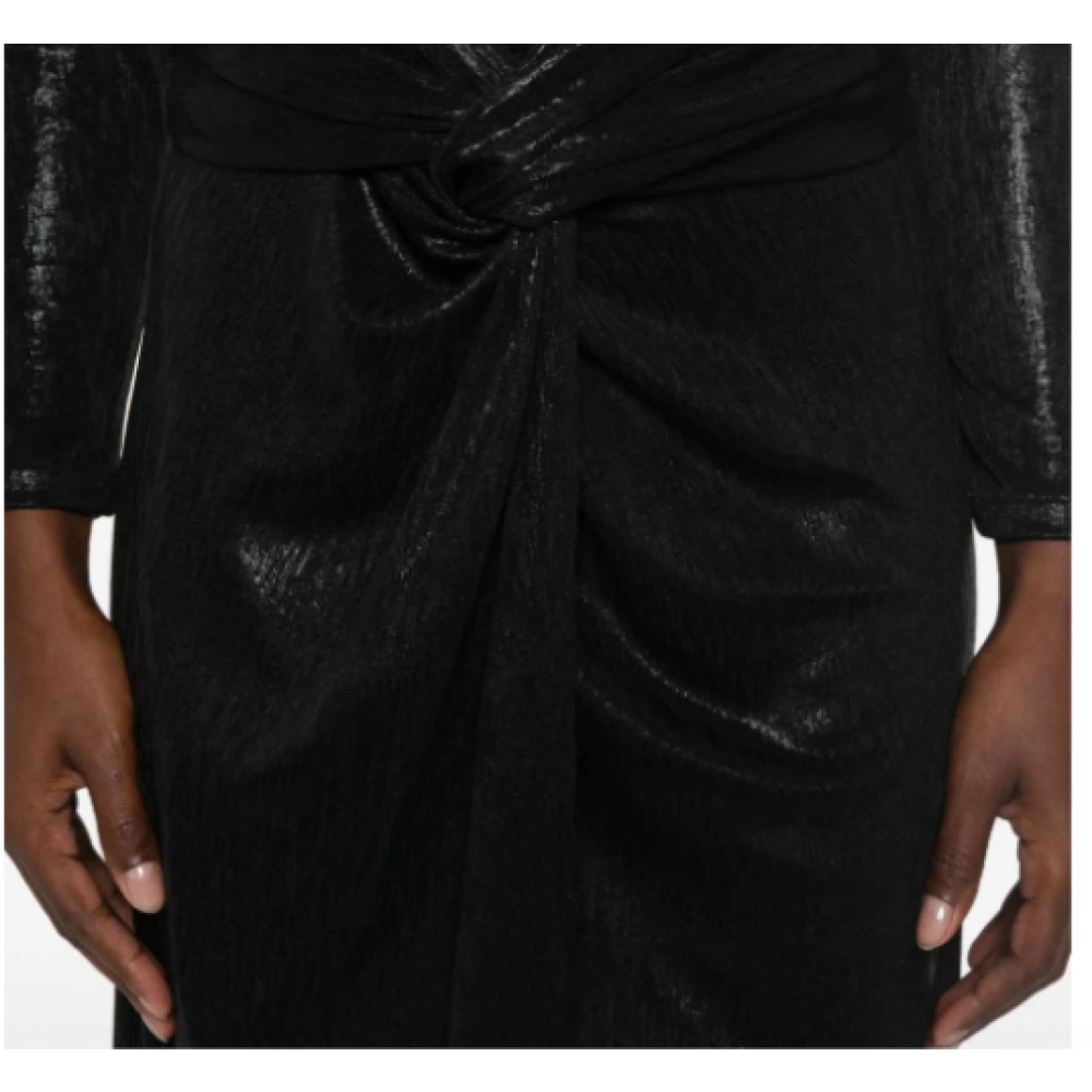IRO Midi Oceanna Zwarte Jurk met Lurex Black Dames
