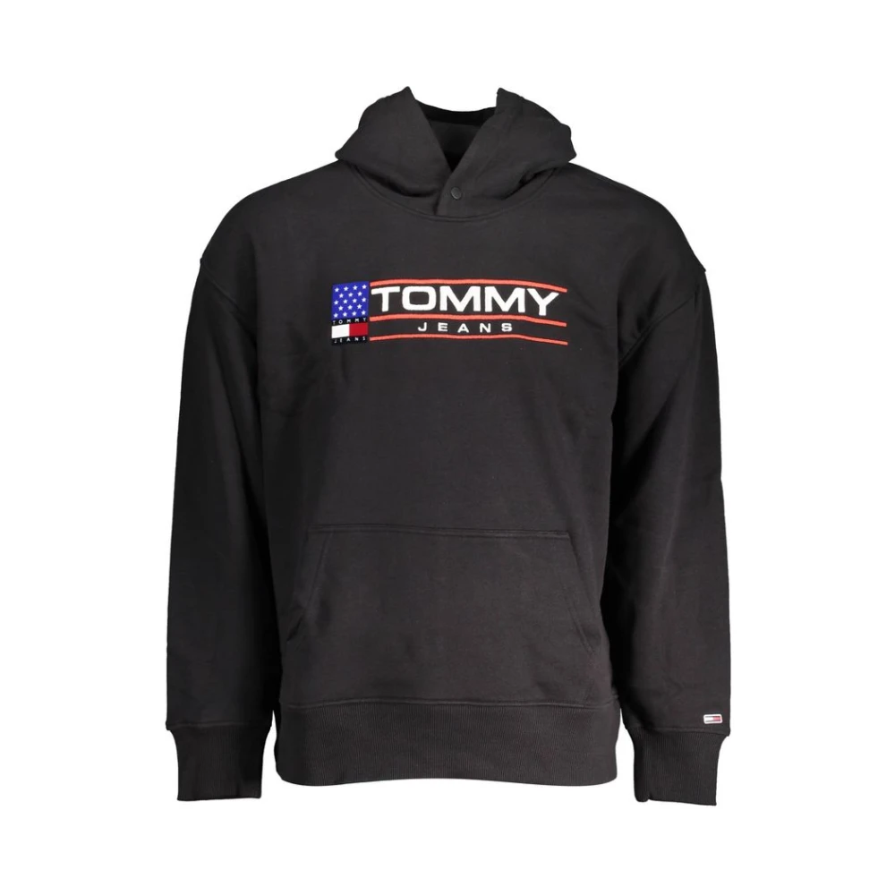 Tommy Hilfiger Men's Black Cotton Hooded Sweatshirt With Logo