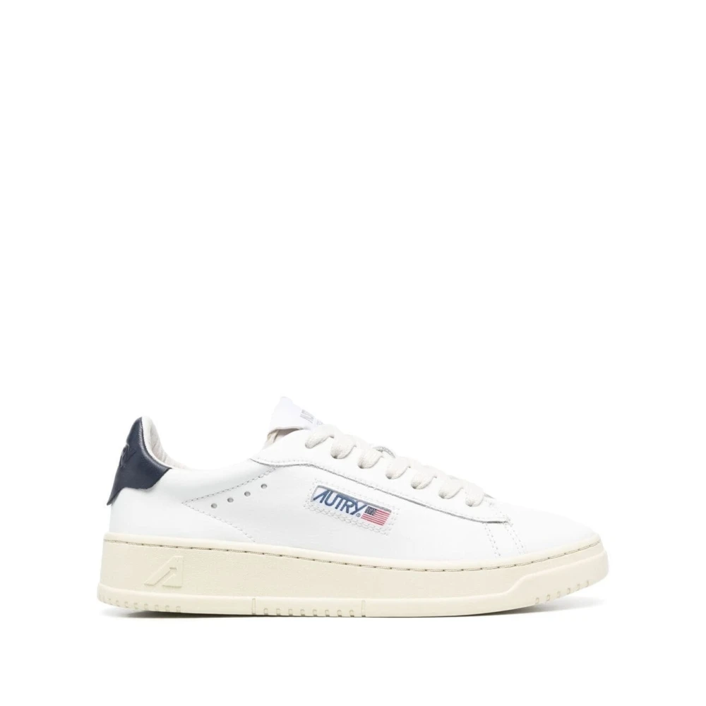 Hvide Sneakers med Logo og Kontrast Hæl