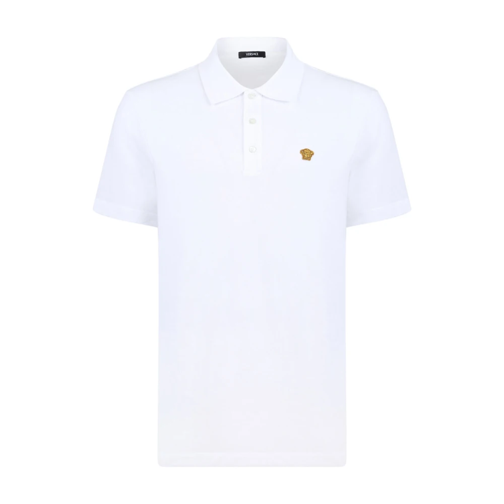 Versace Men's White Black Medusa Emblem Polo Shirt - Polo Shirts - 2XL - Tops