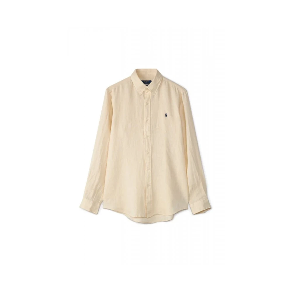 Ralph Lauren Uomo Beige Camicia A Maniche Lunghe In Lino