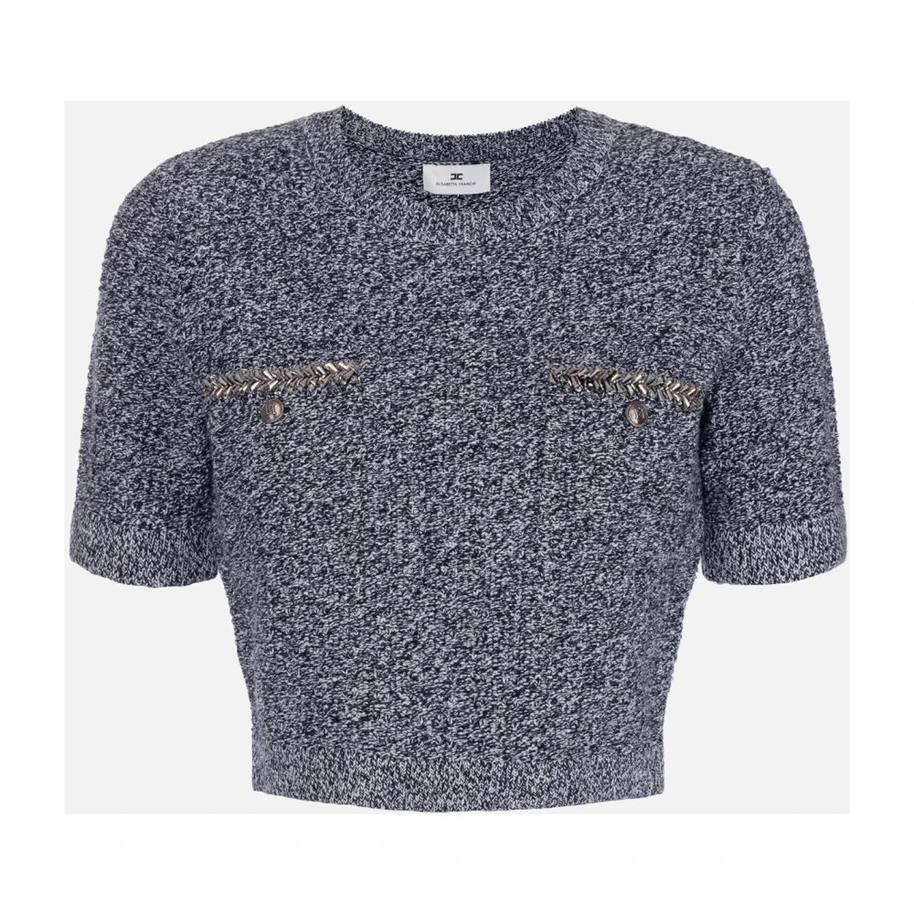 Elisabetta Franchi Stijlvolle Gebreide Top Gray Dames