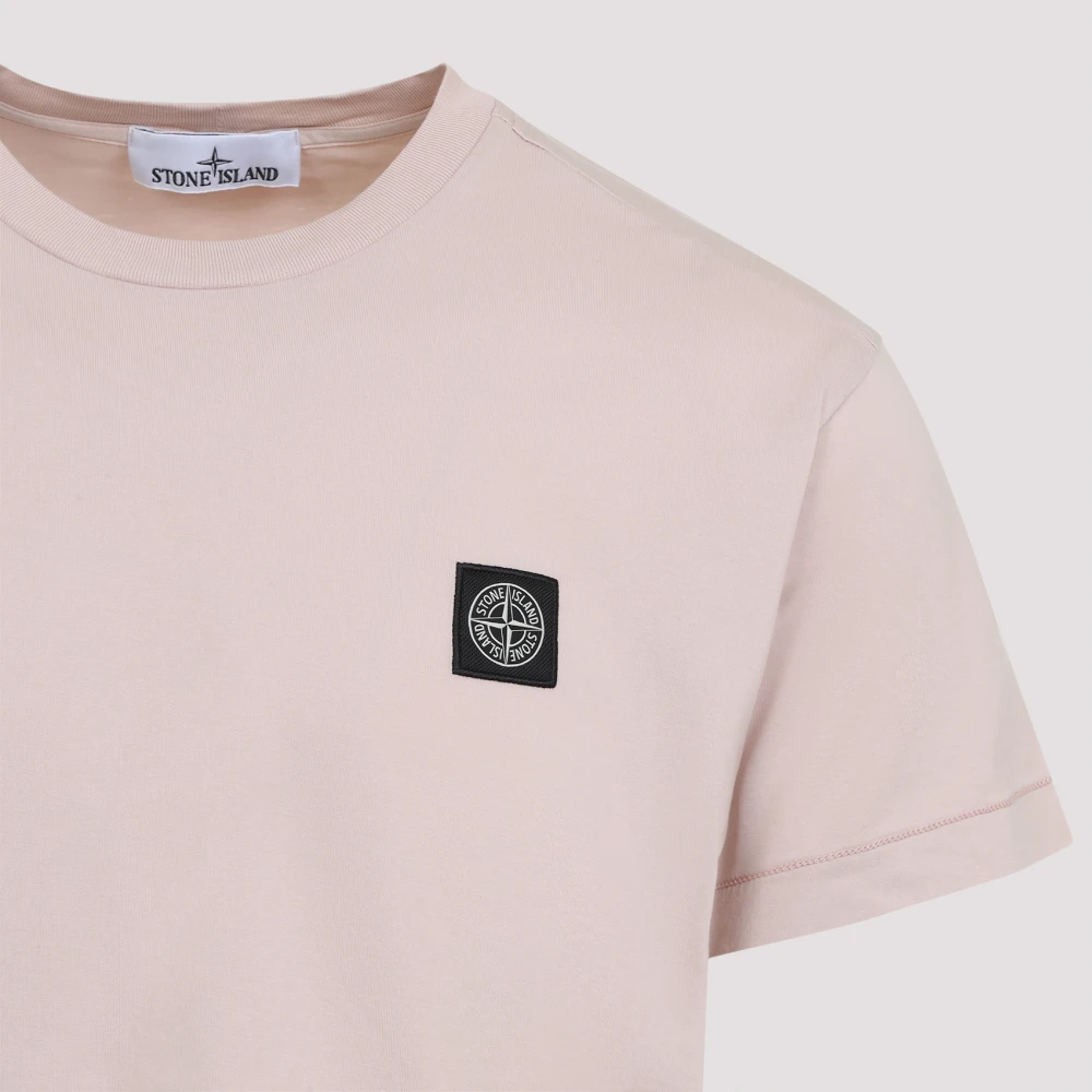 Stone Island Roze Paars T-Shirt Stijlvol Logo Pink Heren
