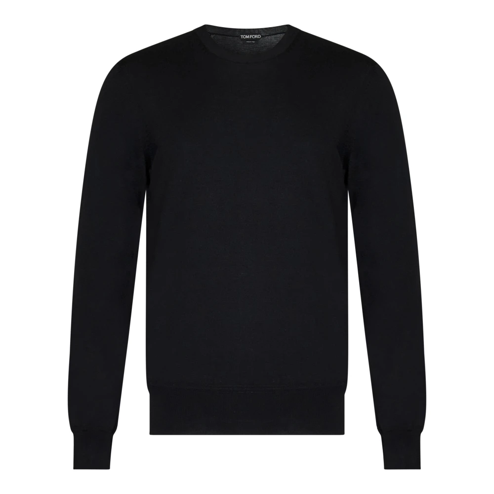 Sort Bomull Crewneck Genser