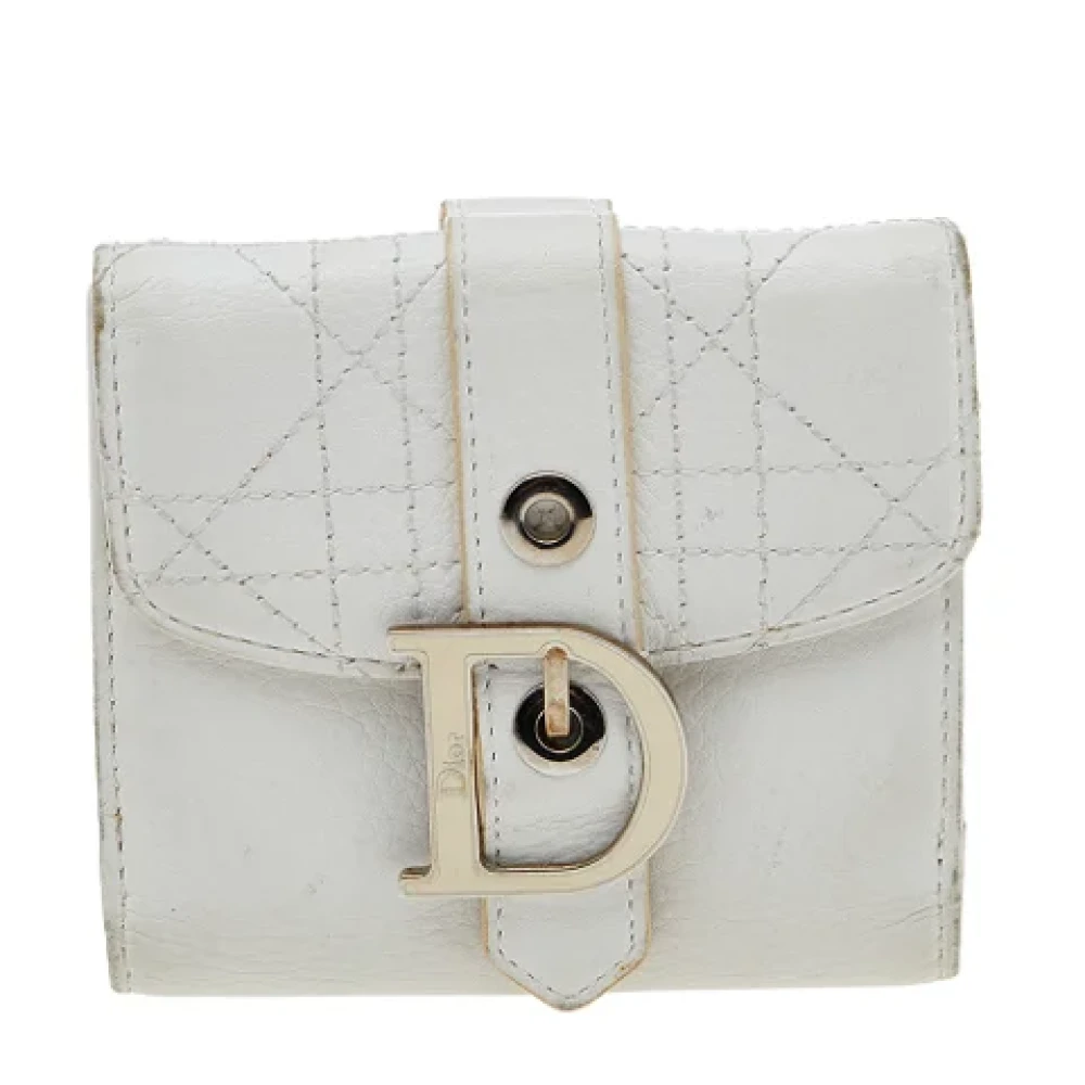 Dior Vintage Pre-owned Leather wallets White Dames