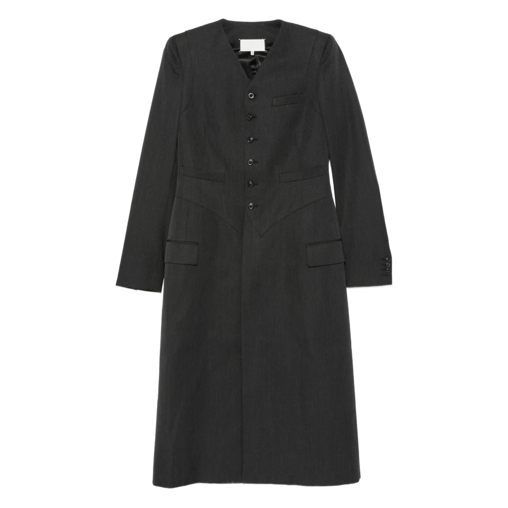 Maison Margiela Vrouw Grijs Jassen Dames, S, Wol, Enkelrij Jas