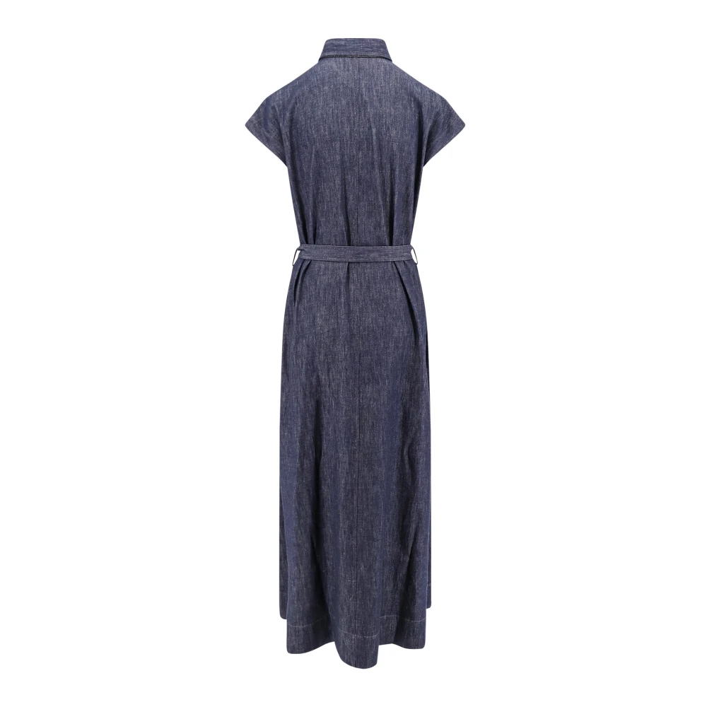 BRUNELLO CUCINELLI Denim chemisier jurk met knopen en riem Blue Dames
