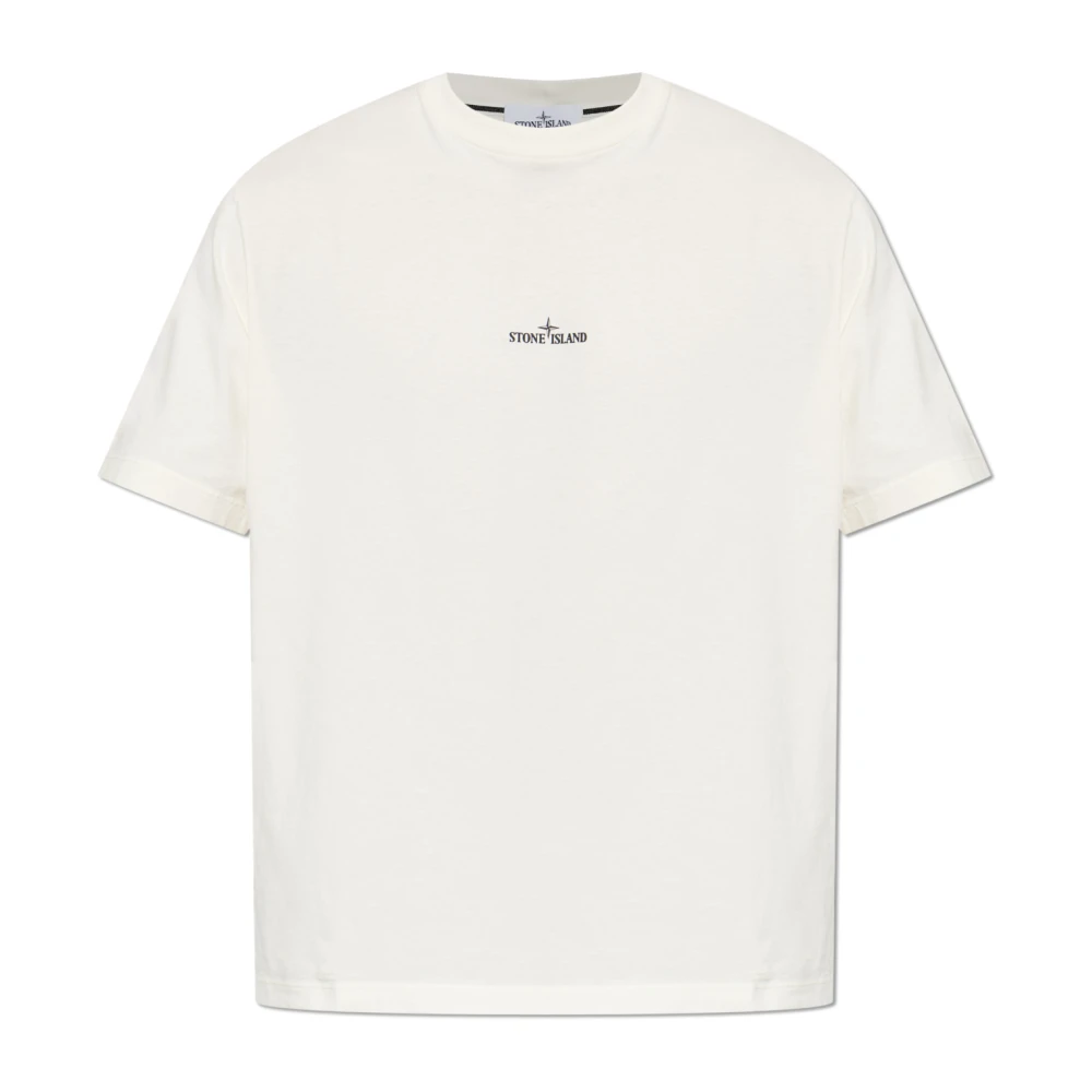 Stone Island , T-Shirts, Male, Beige, S, T-Shirt With Logo