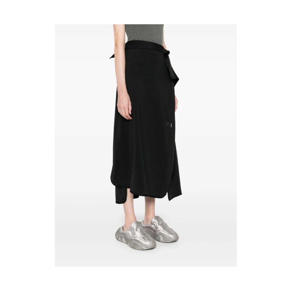 Y-3 Zwarte Katoenen Gedrapeerde Rok Black Dames