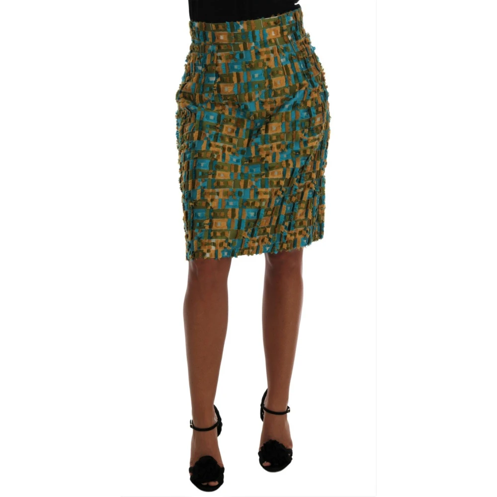 Dolce & Gabbana Women's Green Elegant Jacquard Pencil Skirt