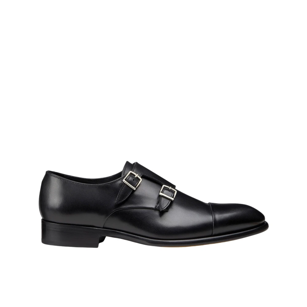 Doucal's Men's Black Monk Strap Shoes