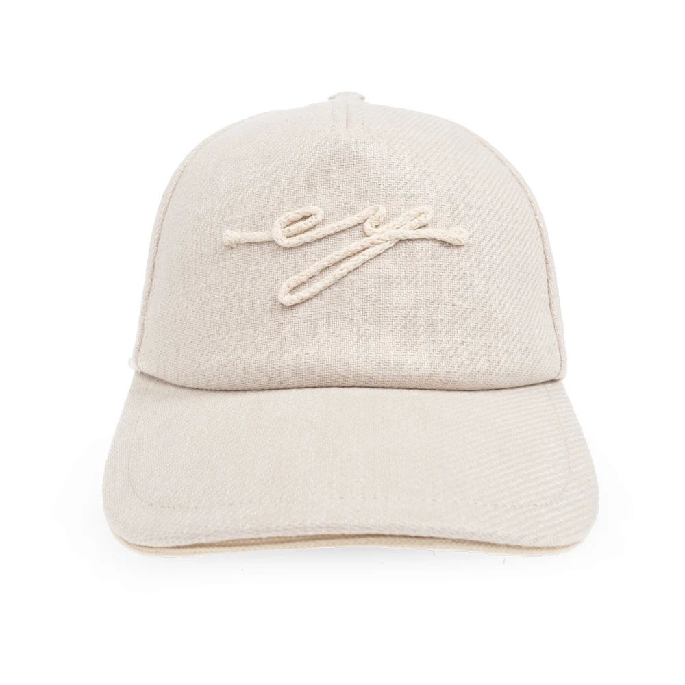 Eleventy Vintage Linnen Baseballpet met Koord White Heren