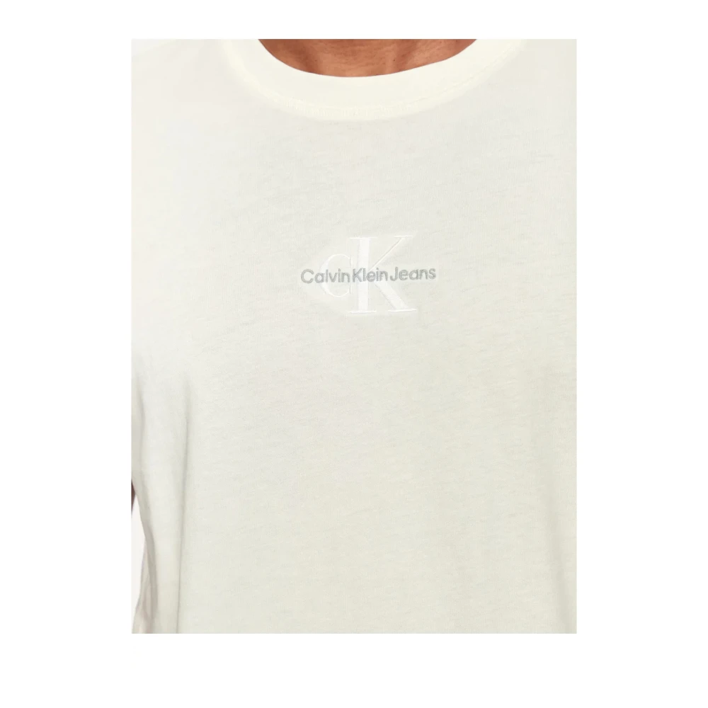 Calvin Klein Geborduurd logo katoenen T-shirt White Heren