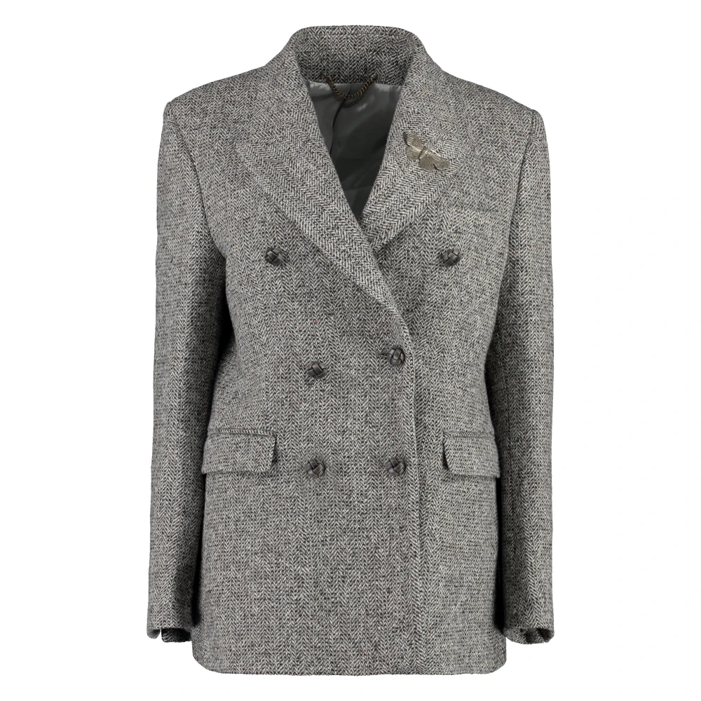 Golden Goose Gebreide Double-Breasted Blazer Gray Dames