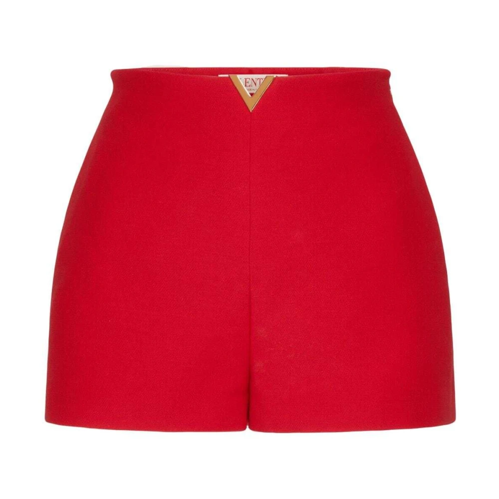 Valentino Garavani Rode Crepe Couture Shorts Red Dames