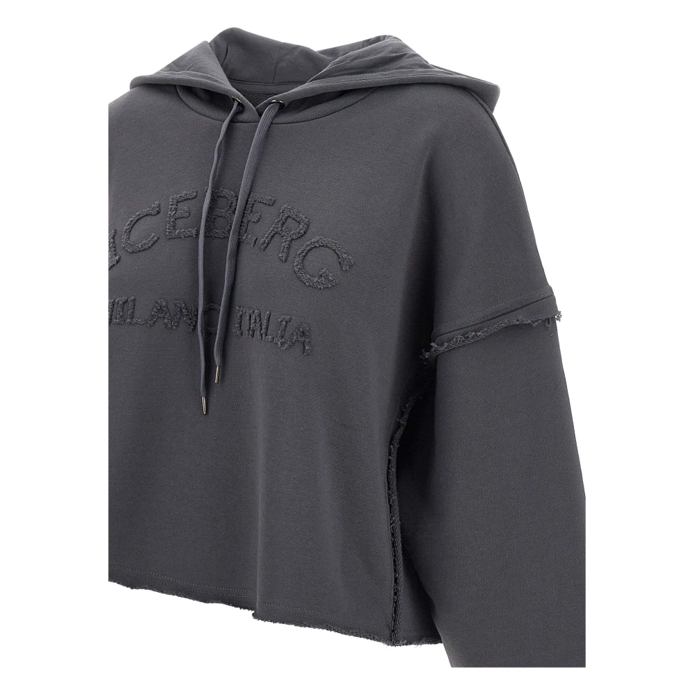 Iceberg Antracietgrijze Katoenen Sweatshirt met Capuchon Gray Dames