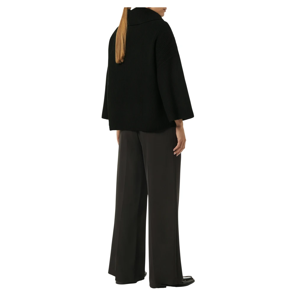 comma Zachte Rollneck Poncho voor Binnen Black Dames