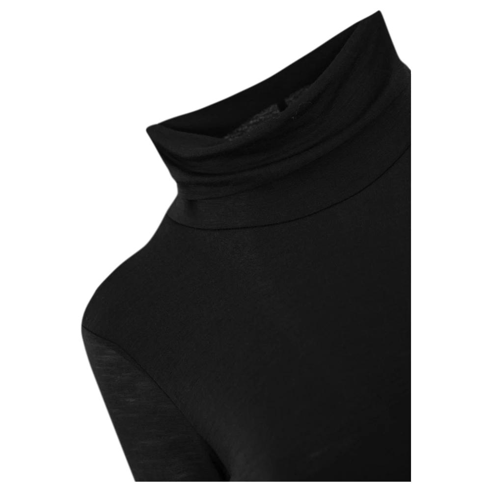 Liviana Conti Zwarte wollen T-shirt met lange mouwen Black Dames