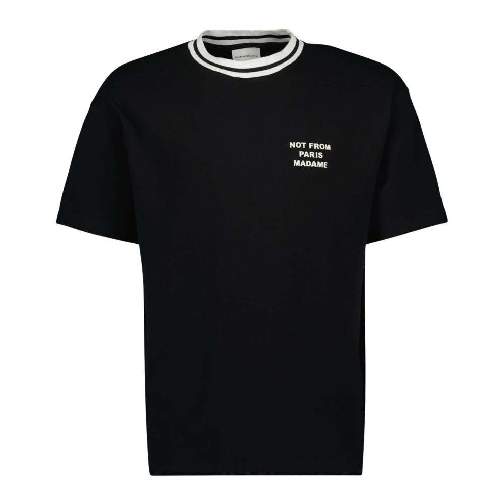 Drole de Monsieur Sportieve Slogan T-shirt Lente-Zomer 2025 Black Heren