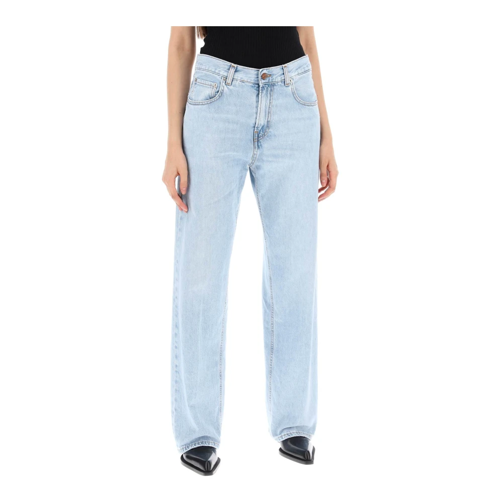 Haikure Relaxed Fit Straight Leg Jeans Blue Dames