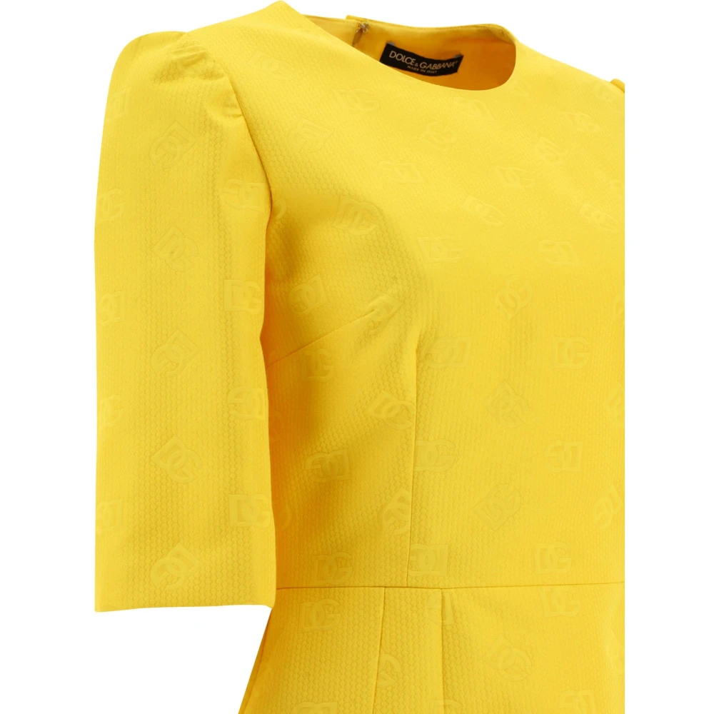 Dolce & Gabbana DG Motief Jurk Yellow Dames