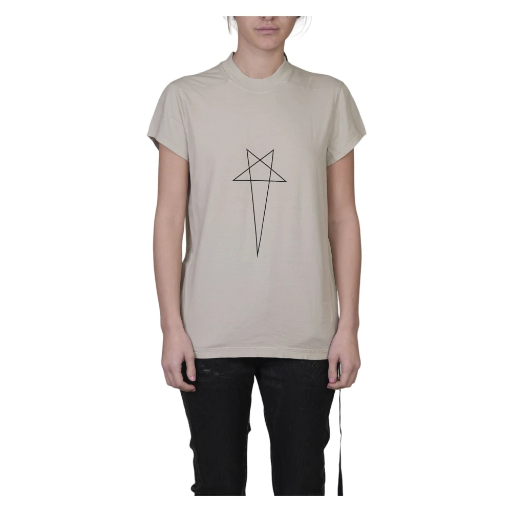 Rick Owens Sterrenprint Tee in Level Stijl Beige Dames