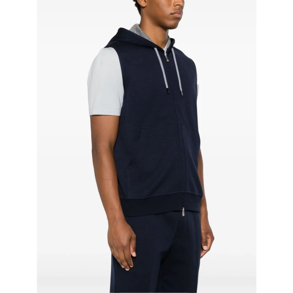 BRUNELLO CUCINELLI Blauwe Hoodie Trui Jersey Katoen Blue Heren