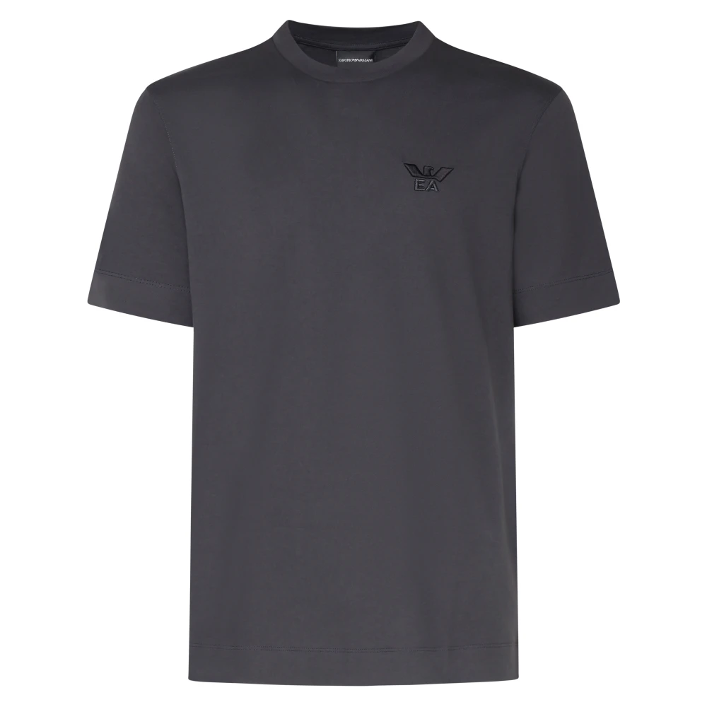 Emporio Armani Grijze Katoenen T-shirt Ronde Kraag Korte Mouwen Gray Heren