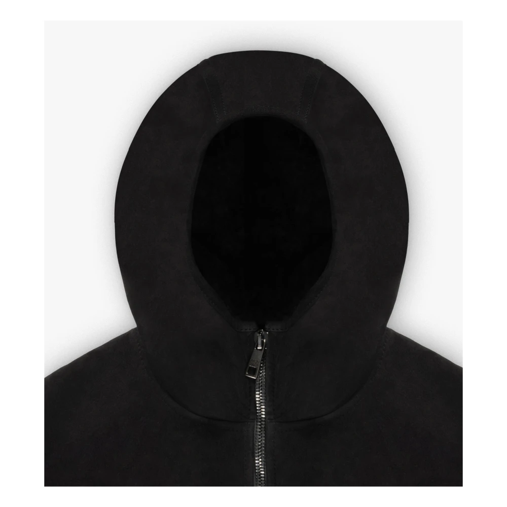 Giorgio Brato Luxe Shearling Hoodiejas in Donker Houtskool Black Heren