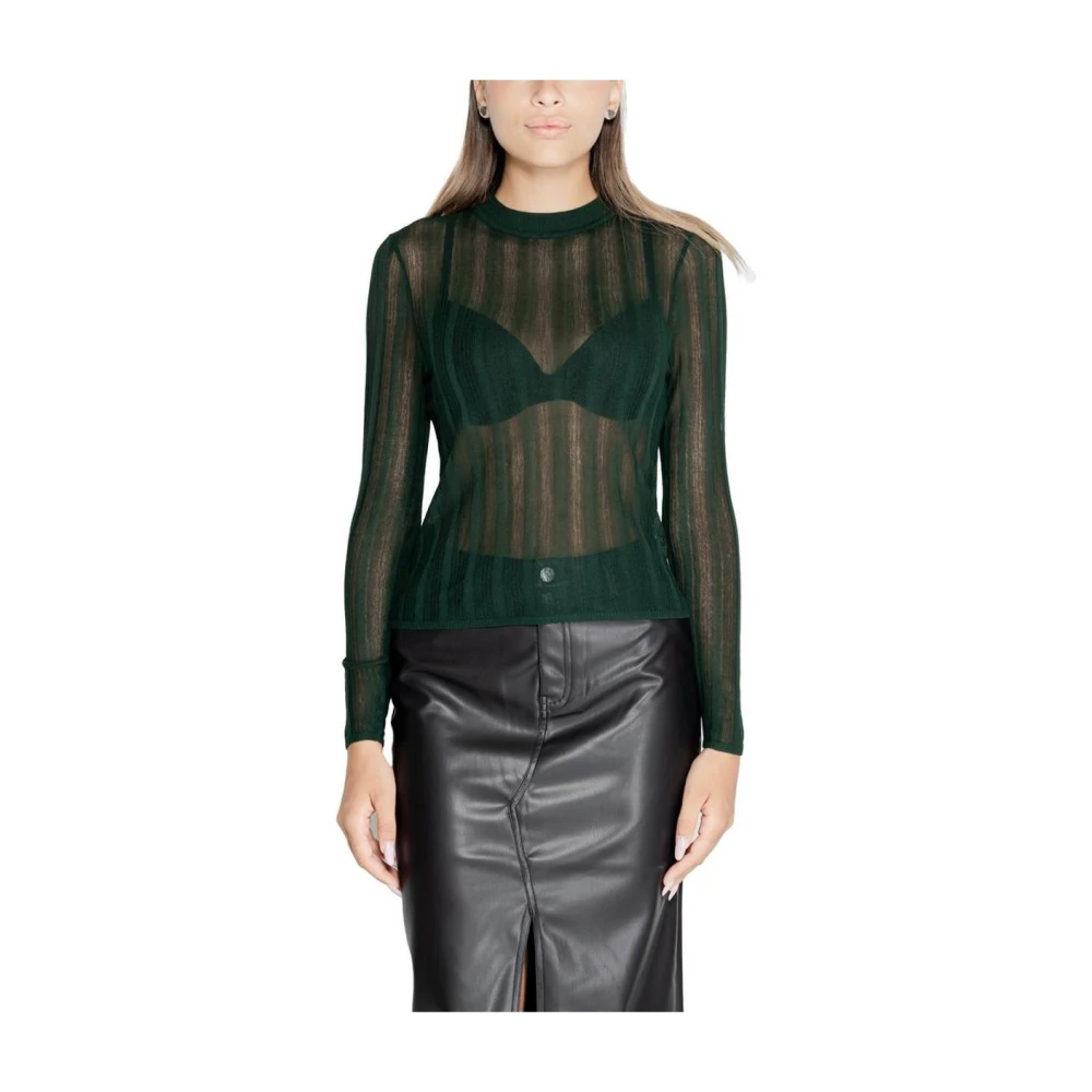 Vila Groene Gebreide Trui Ronde Hals Herfst Winter Green Dames