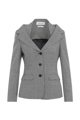 Gingham Check Off-Shoulder Harness Jacket