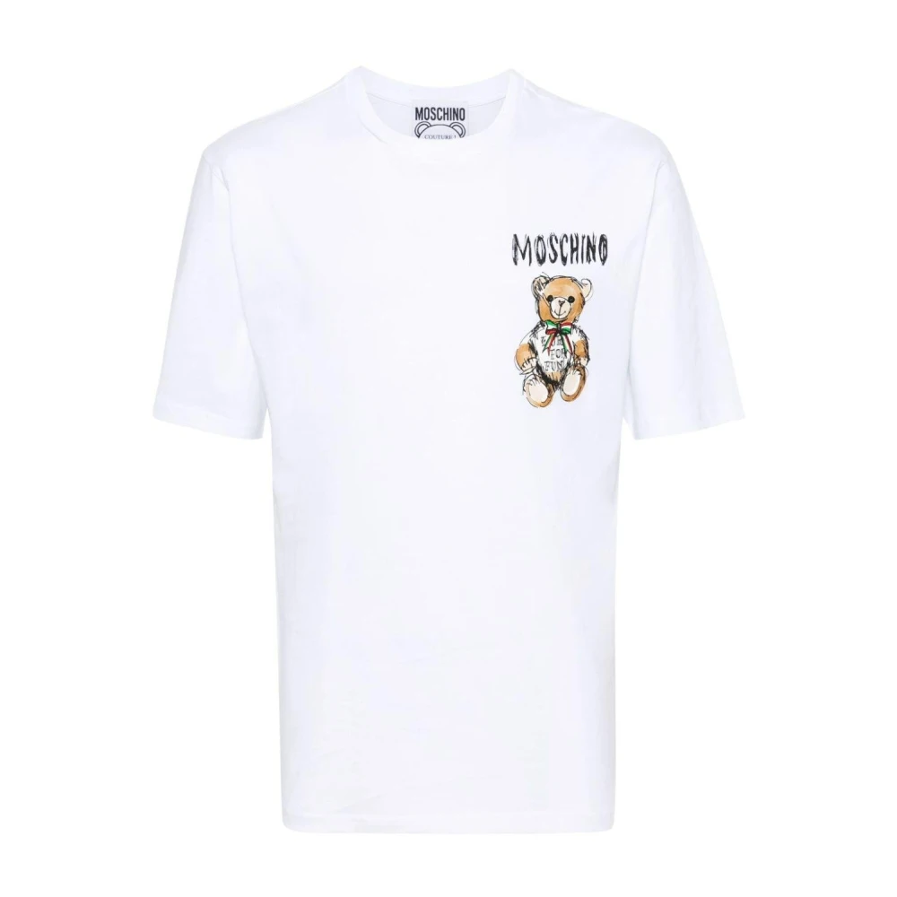 Moschino Men's White T-Shirts, Male,, Cotton Regular Fit T-Shirt Medium