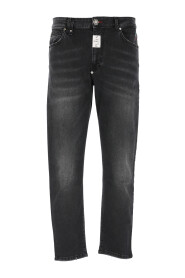 Schwarze Slim-Fit Jeans aus Baumwolle mit Metall-Logo