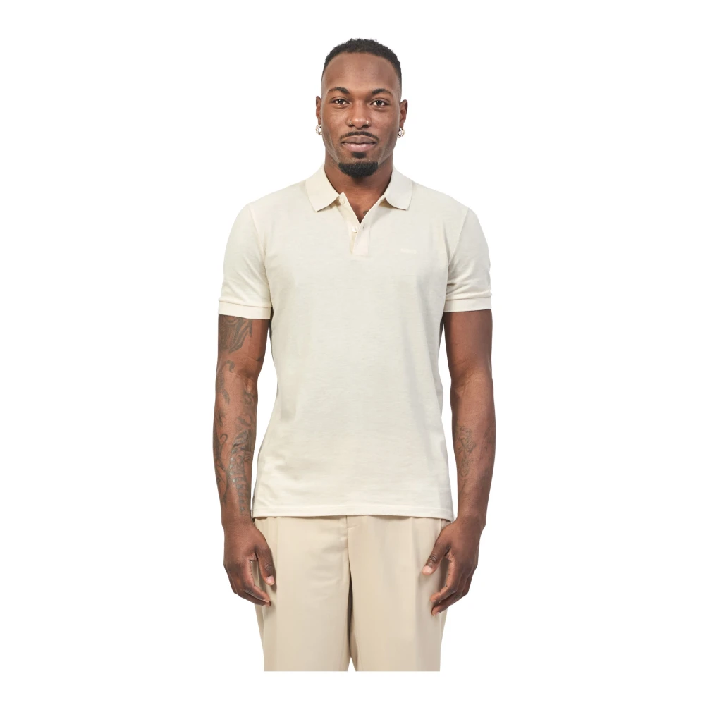 Hugo Men's Beige Polo Shirts, Xl, Cotton Polo Shirt With Logo