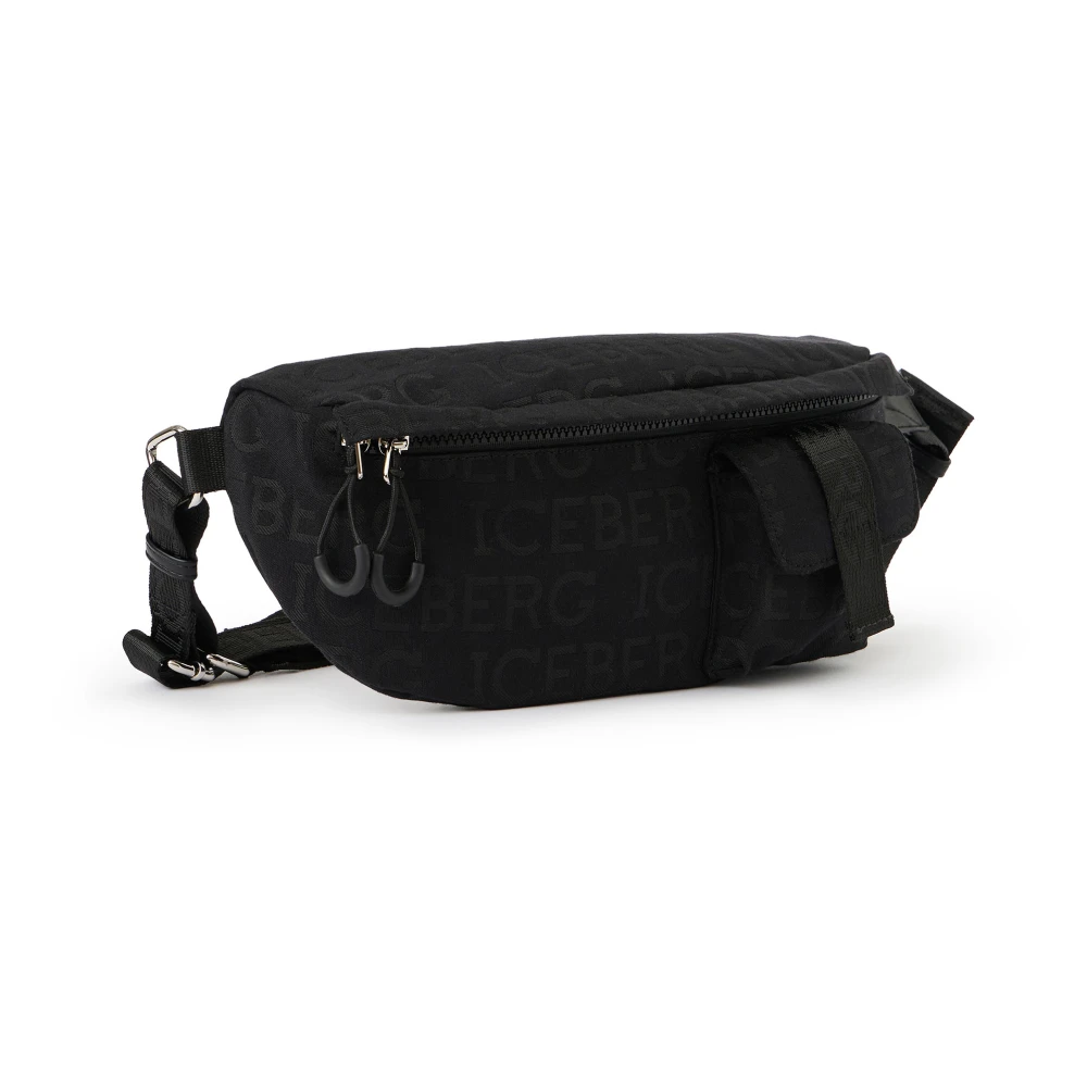 Iceberg Zwarte zak in allover jacquard stof met logo Black Heren