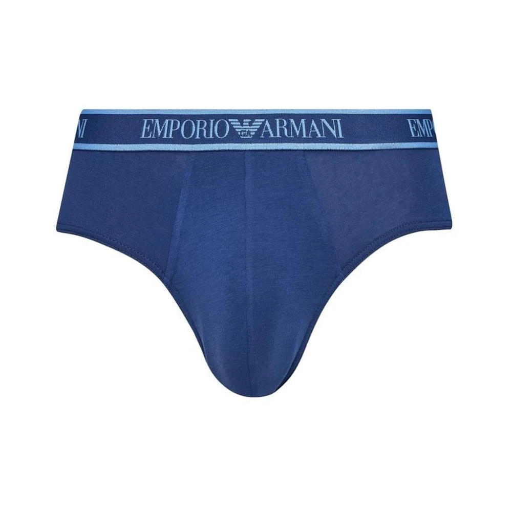 Emporio Armani Blauwe Katoenen Stretch Briefs Blue Heren