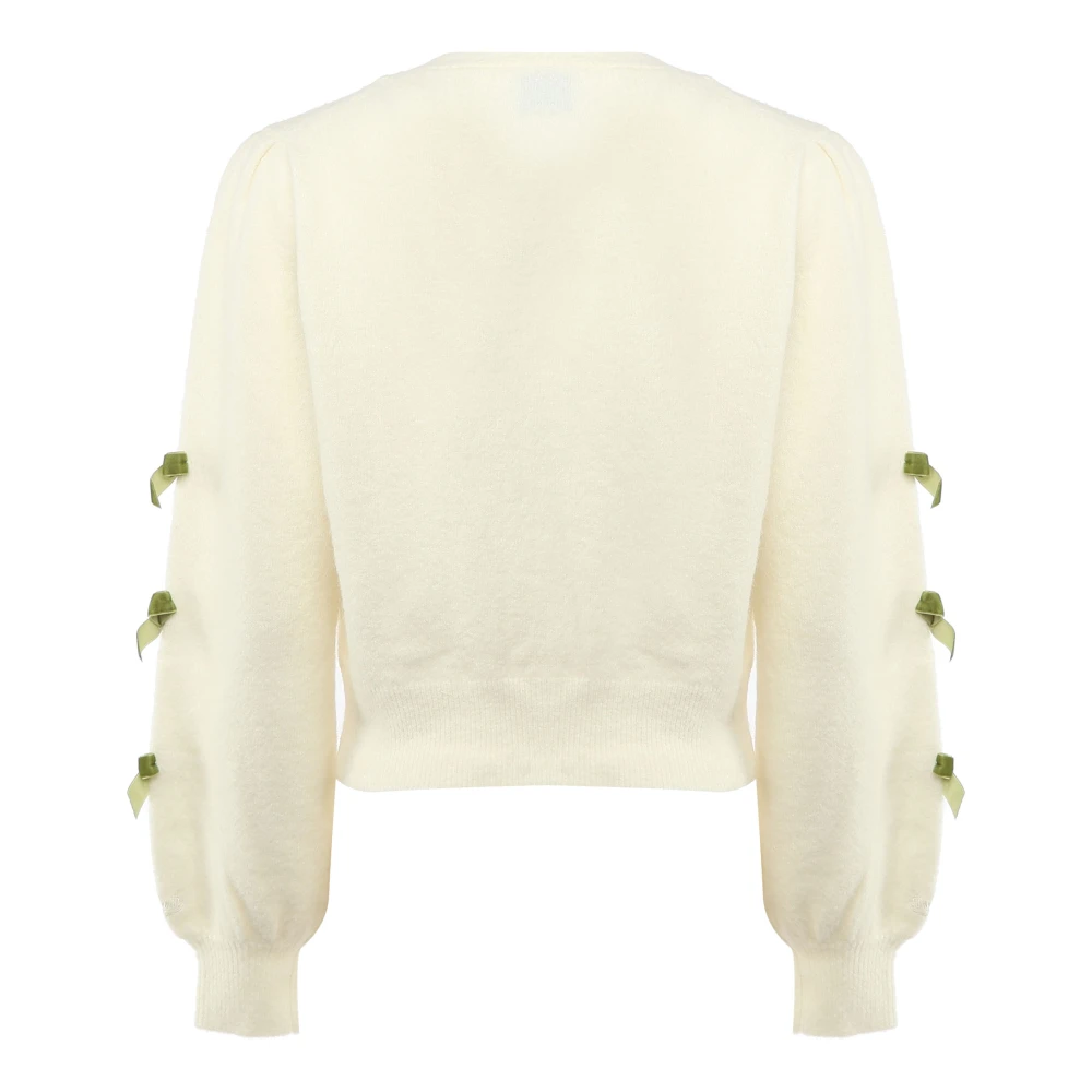 MC2 Saint Barth Cardigan met knoopsluiting en contrasterende strikken White Dames