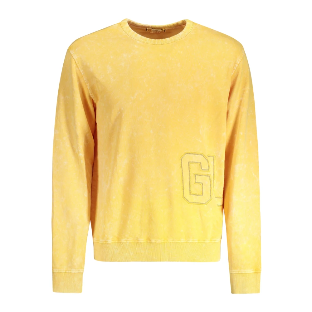 Guess Gele Trui met Lange Mouwen Geborduurd Logo Yellow Heren