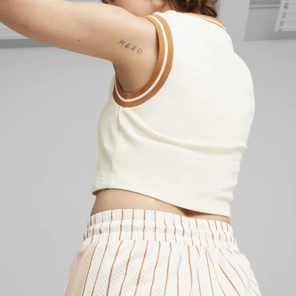 Puma Grafische Cropped Tee Shirt White Dames
