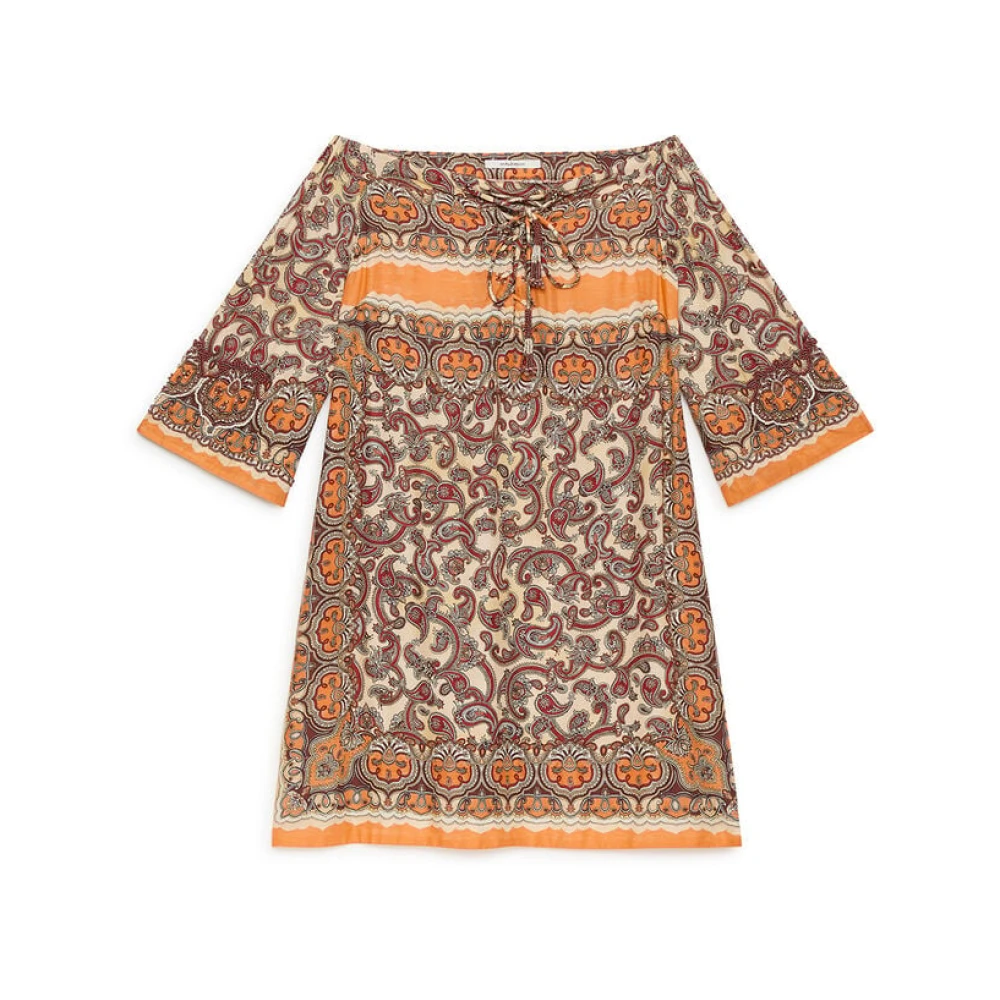 Maliparmi Women's Beige Short Dresses, L, Sunset Paisley Dress