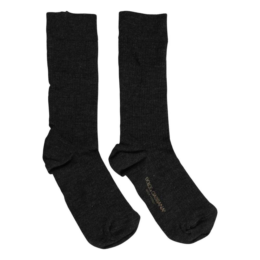 Dolce & Gabbana Black Wool Dg Logo Mid Calf Accessory Socks - Unisex - Socks - Black - One Size - Underwear - Image 1