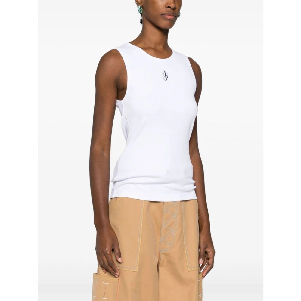 JW Anderson Witte Geribbelde Mouwloze Top White Dames