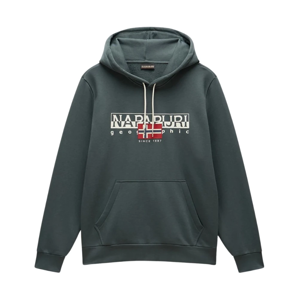 Napapijri Groene Hoodie van Katoen met Logo Green Heren