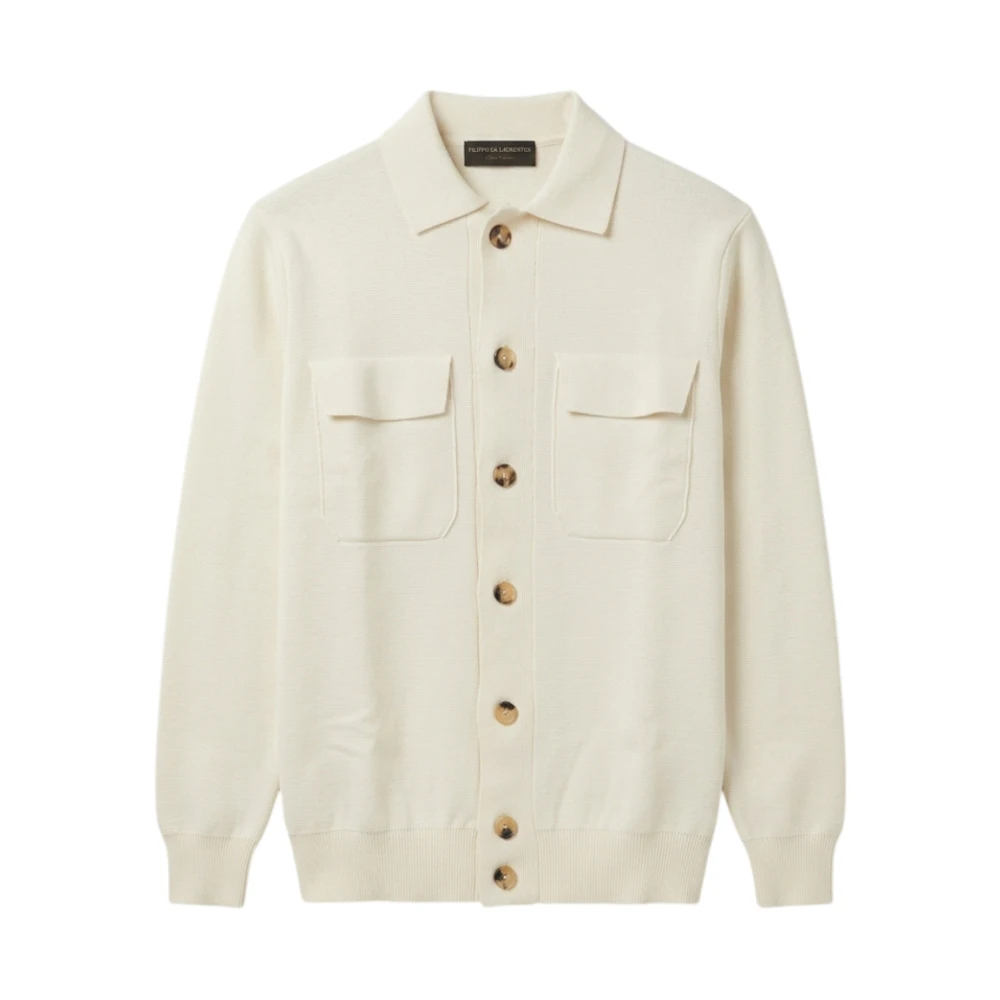 Filippo De Laurentiis White Cardigans, Male, Xl, Overshirt