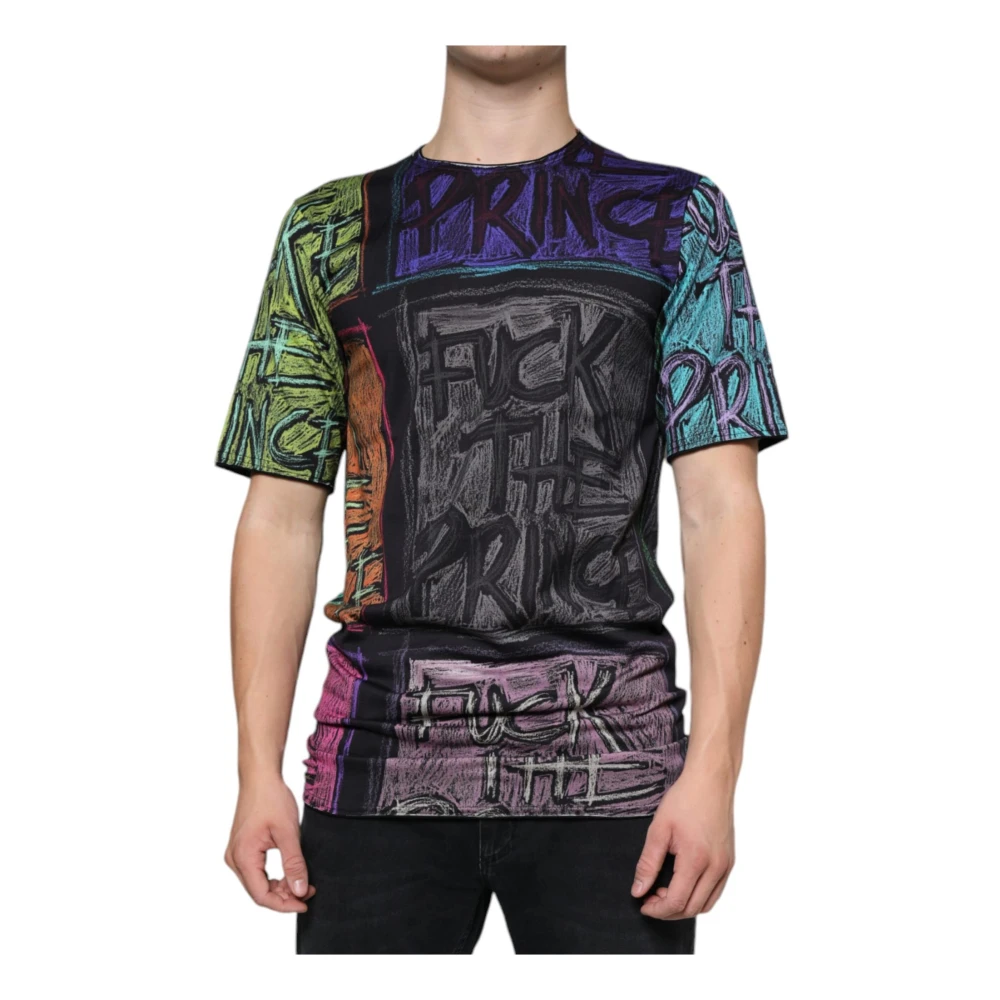 Dolce & Gabbana Men's Multicolor T-Shirts, Xs, Graphic Print Cotton T-Shirt