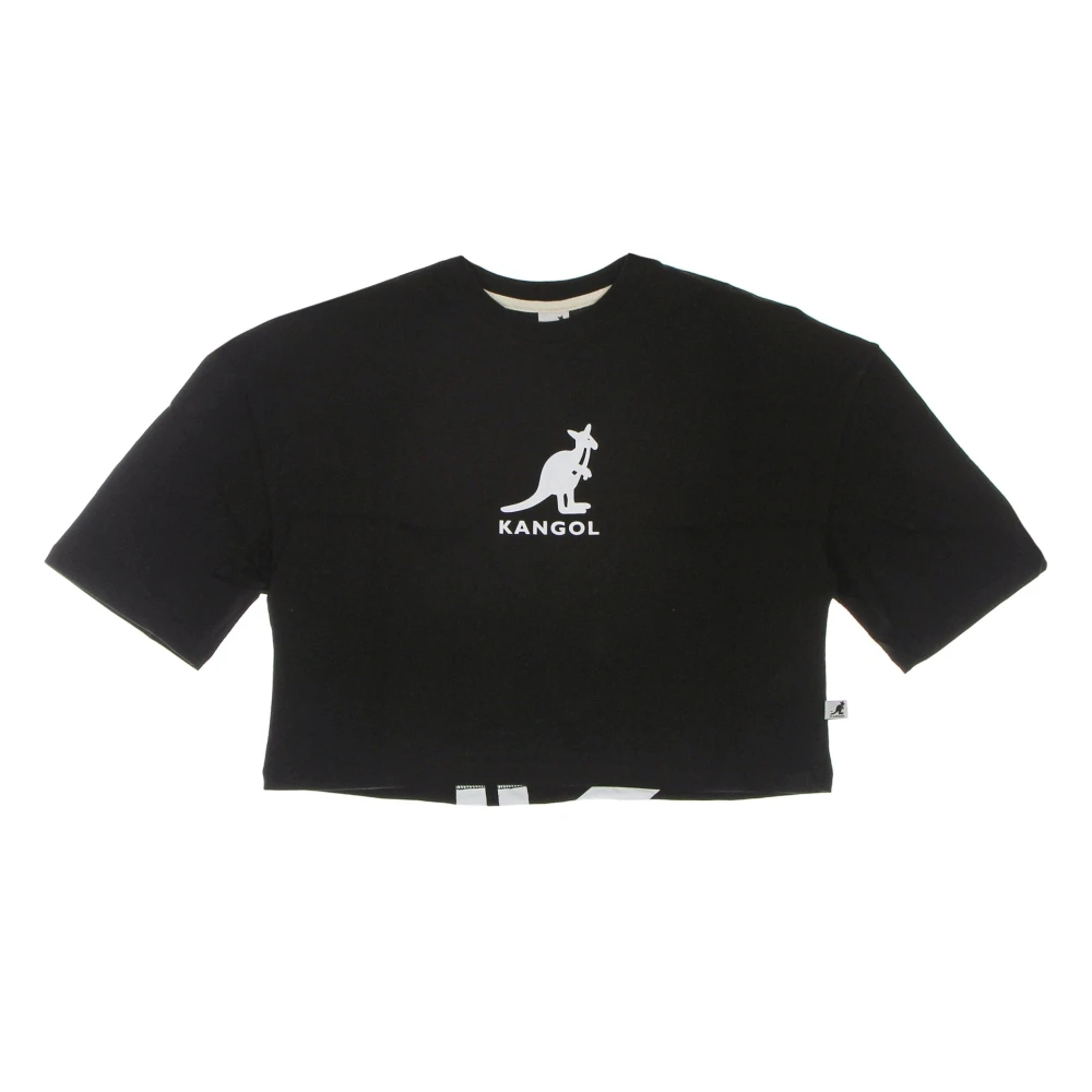 Kangol Zwarte Crop Tee Korte Mouw Shirt Black Dames