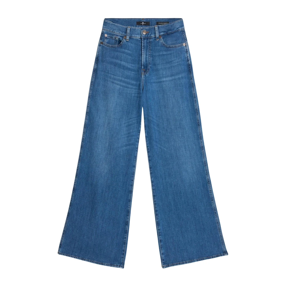 7 For All Mankind Blå Högmidjade Utsvängda Ankellånga Jeans