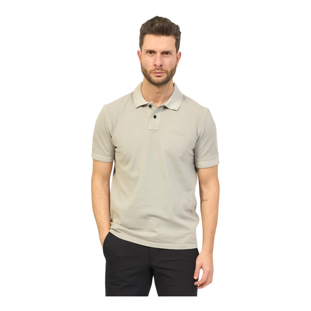 Boss Sportieve Polo Shirt in Grijs Piqué Gray Heren