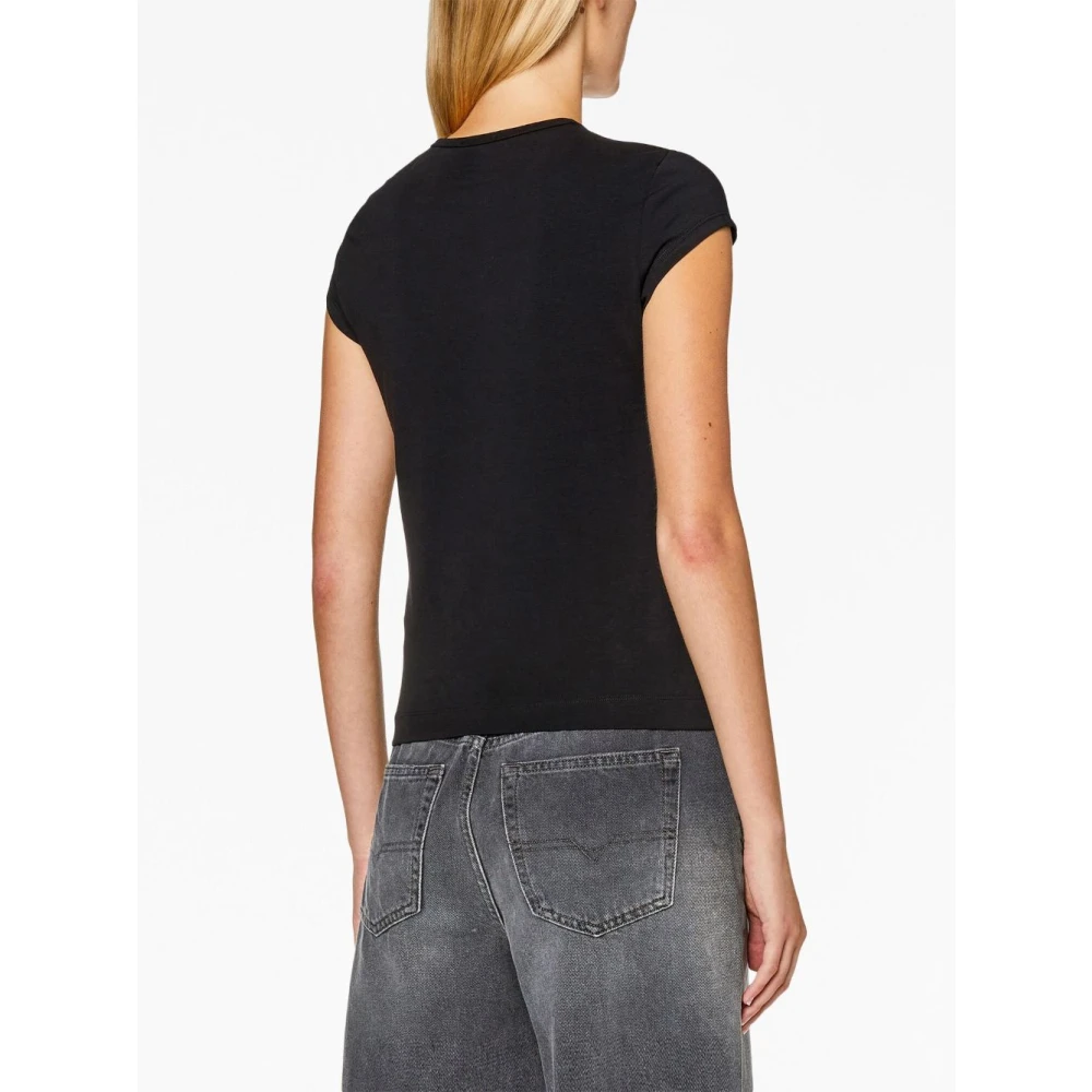 Diesel Zwarte T-shirts en Polos met Uitgesneden Details Black Dames