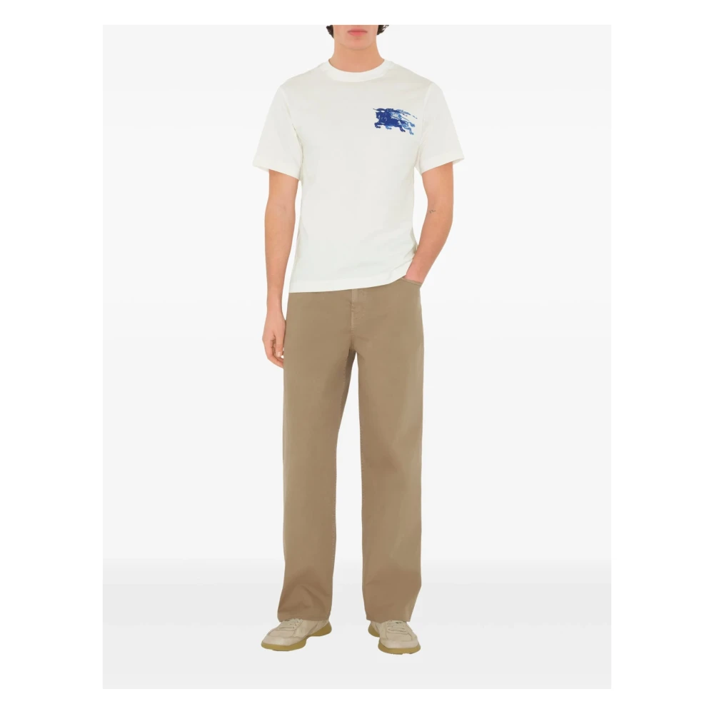 Burberry Ruiter Knight Crew Neck Katoenen Shirt White Heren